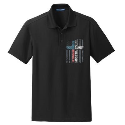 Faith Family Freedom Christian USA Cross Flag Dry Zone Grid Polo