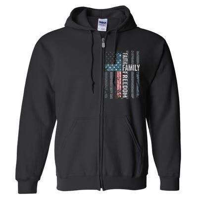 Faith Family Freedom Christian USA Cross Flag Full Zip Hoodie