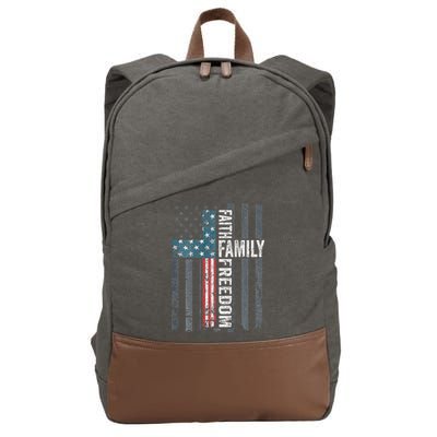 Faith Family Freedom Christian USA Cross Flag Cotton Canvas Backpack