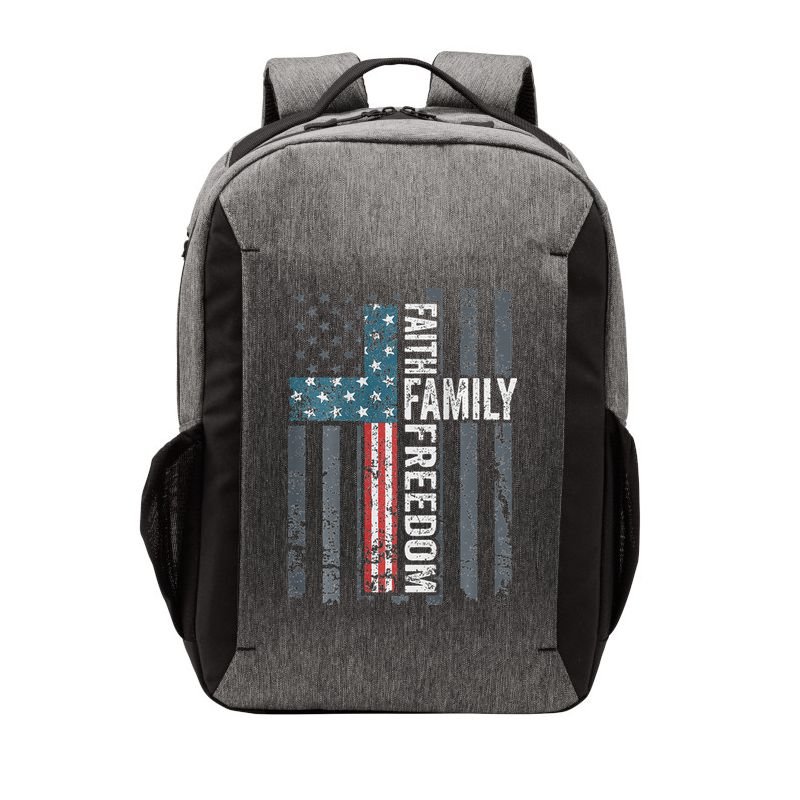 Faith Family Freedom Christian USA Cross Flag Vector Backpack