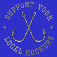 Funny Fishing Fisher Dad Gift Support Your Local Hookers Great Gift Women's V-Neck T-Shirt