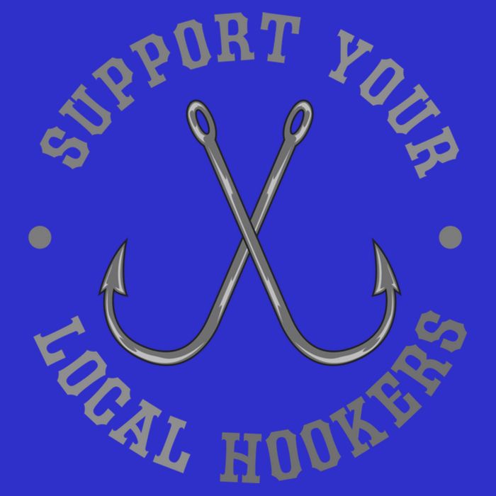 Funny Fishing Fisher Dad Gift Support Your Local Hookers Great Gift Women's V-Neck T-Shirt