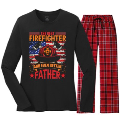 Firefighter Father Father's Day Women's Long Sleeve Flannel Pajama Set 