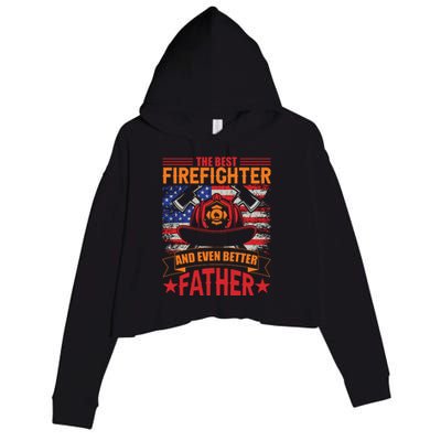 Firefighter Father Father's Day Crop Fleece Hoodie