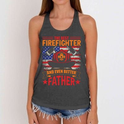 Firefighter Father Father's Day Women's Knotted Racerback Tank