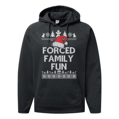 Forced Family Fun Sarcastic Adult Christmas Funny Gift Performance Fleece Hoodie