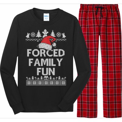 Forced Family Fun Sarcastic Adult Christmas Funny Gift Long Sleeve Pajama Set