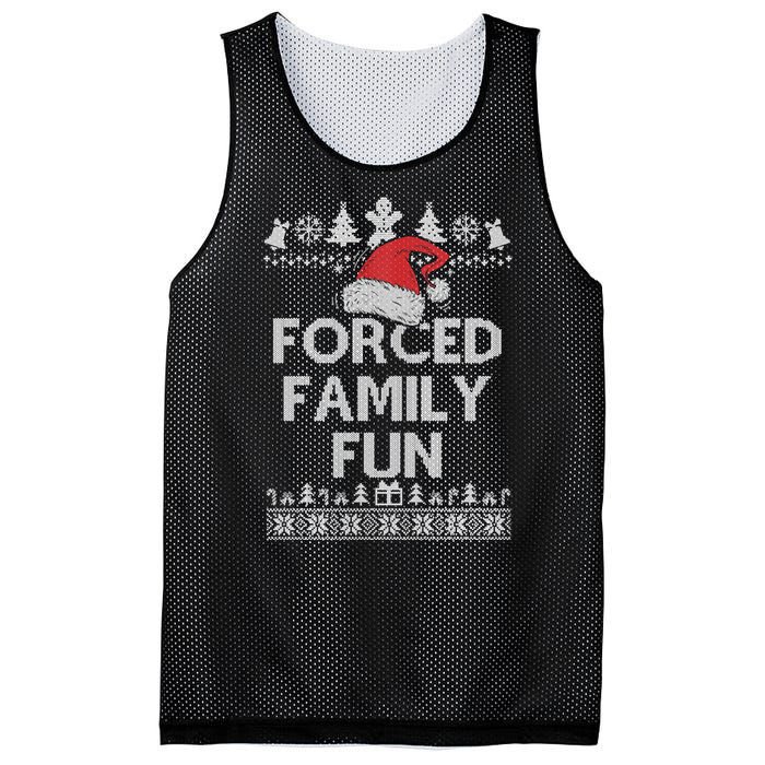 Forced Family Fun Sarcastic Adult Christmas Funny Gift Mesh Reversible Basketball Jersey Tank