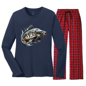 Funny Fishing & Fisherman Gift Women's Long Sleeve Flannel Pajama Set 