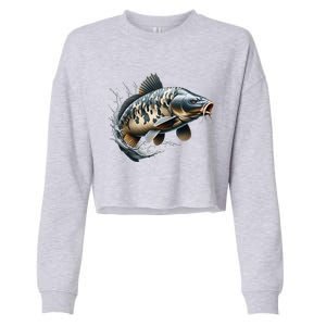 Funny Fishing & Fisherman Gift Cropped Pullover Crew