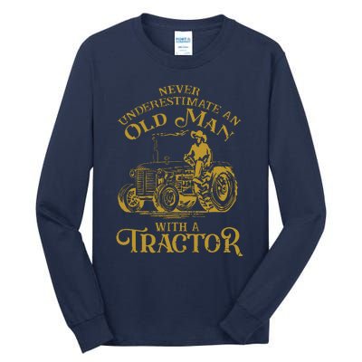 Funny Farmer Farm Tractor Farming Truck Lovers Humor Outfit Tall Long Sleeve T-Shirt