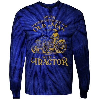 Funny Farmer Farm Tractor Farming Truck Lovers Humor Outfit Tie-Dye Long Sleeve Shirt