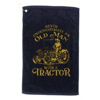 Funny Farmer Farm Tractor Farming Truck Lovers Humor Outfit Platinum Collection Golf Towel