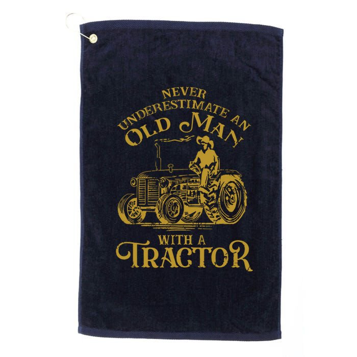 Funny Farmer Farm Tractor Farming Truck Lovers Humor Outfit Platinum Collection Golf Towel