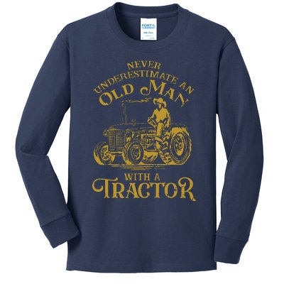 Funny Farmer Farm Tractor Farming Truck Lovers Humor Outfit Kids Long Sleeve Shirt