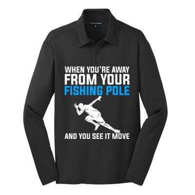 Funny Fishing Fisherman Angler Fish Design Silk Touch Performance Long Sleeve Polo