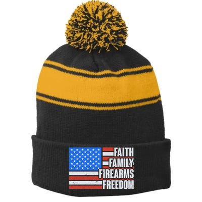 Faith Family Firearms Freedom Stripe Pom Pom Beanie