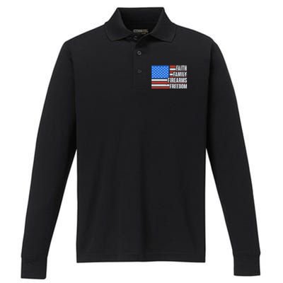 Faith Family Firearms Freedom Performance Long Sleeve Polo