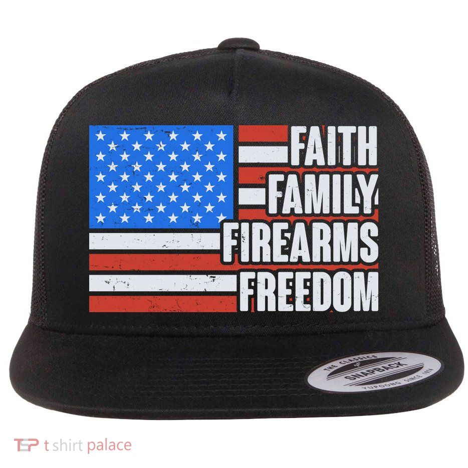 Faith Family Firearms Freedom Flat Bill Trucker Hat