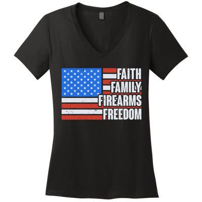 Faith Family Firearms Freedom Women's V-Neck T-Shirt