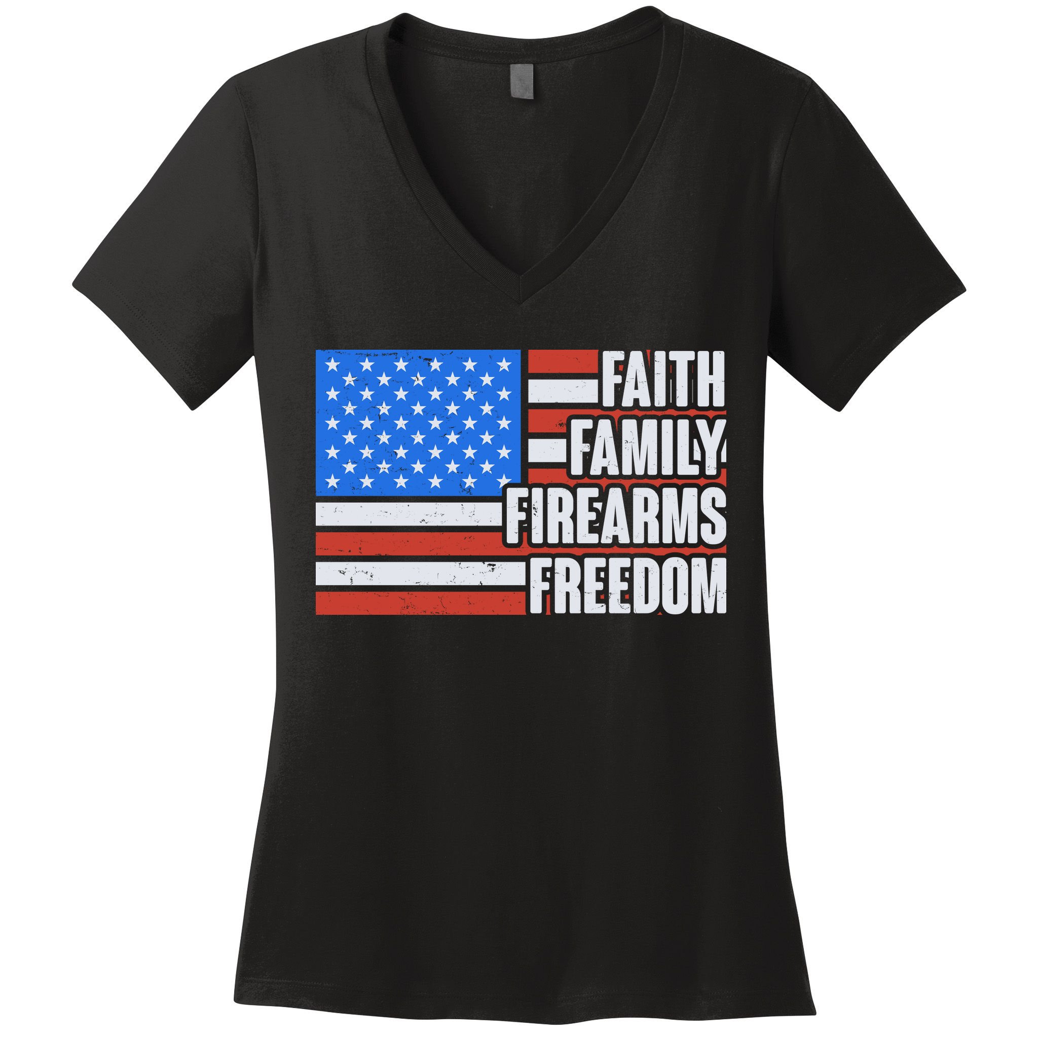 Faith Family Firearms Freedom Women's V-Neck T-Shirt