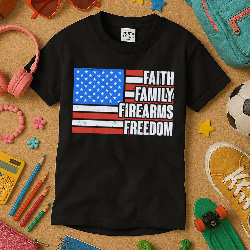 Faith Family Firearms Freedom Kids T-Shirt
