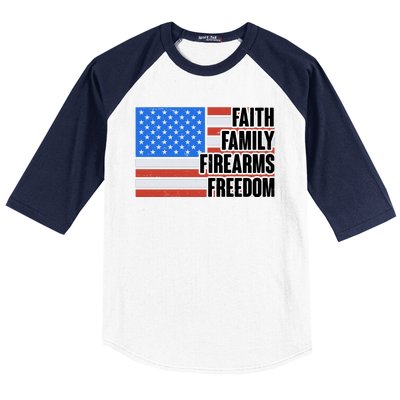 Faith Family Firearms Freedom Baseball Sleeve Shirt