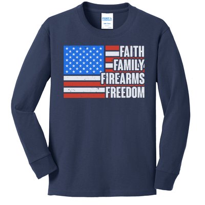 Faith Family Firearms Freedom Kids Long Sleeve Shirt