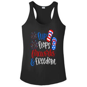 Flip Flops Fireworks And Freedom 4th Of July Us Flag Ladies PosiCharge Competitor Racerback Tank