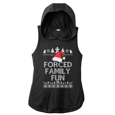 Forced Family Fun Sarcastic Christmas Ladies PosiCharge Tri-Blend Wicking Draft Hoodie Tank