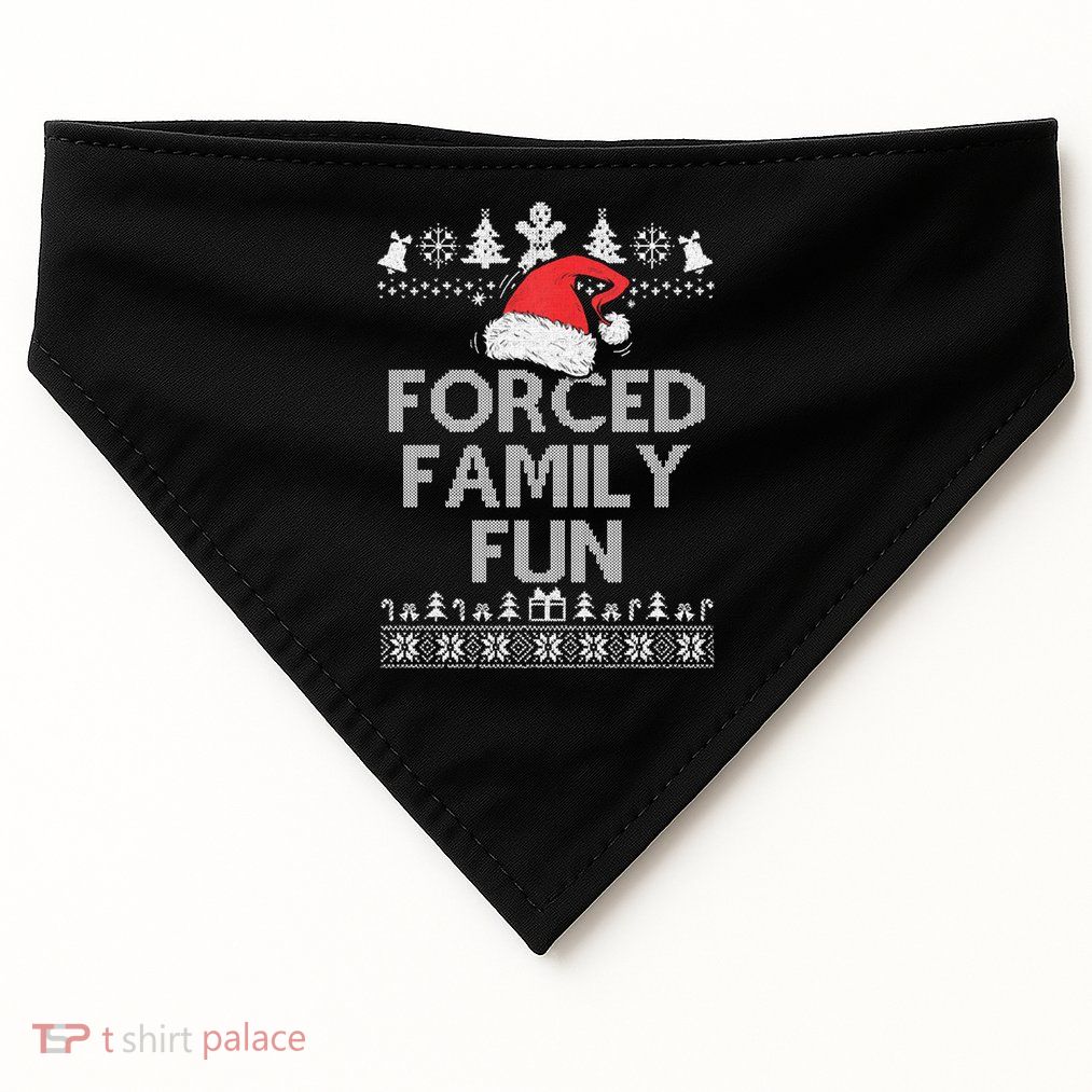 Forced Family Fun Sarcastic Christmas USA-Made Doggie Bandana