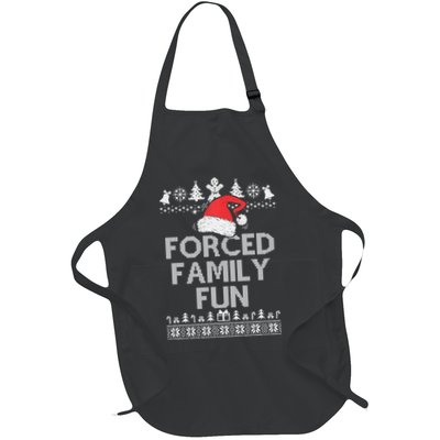 Forced Family Fun Sarcastic Christmas Full-Length Apron With Pockets