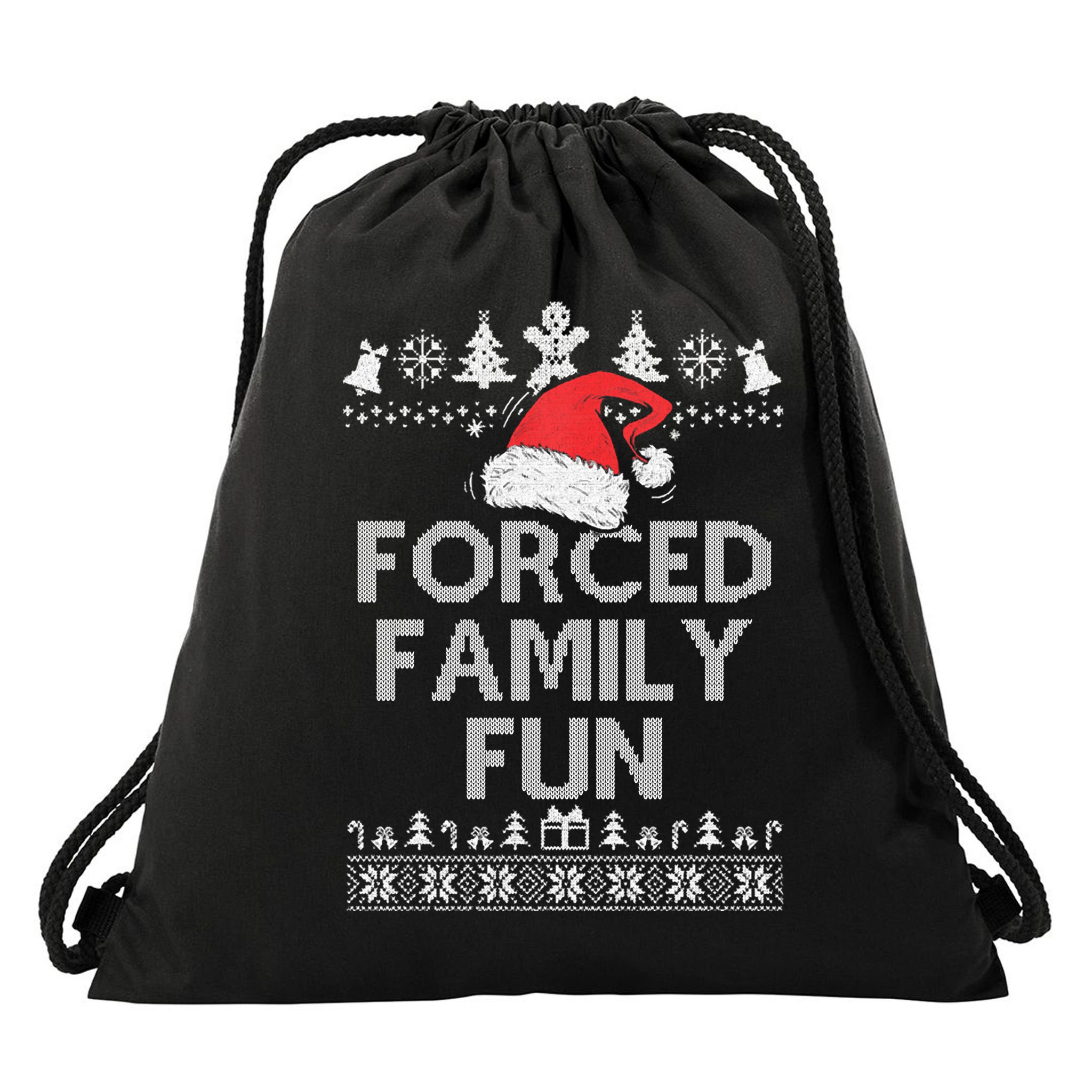 Forced Family Fun Sarcastic Christmas Drawstring Bag