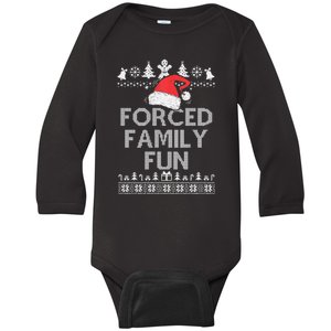 Forced Family Fun Sarcastic Christmas Baby Long Sleeve Bodysuit