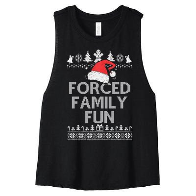 Forced Family Fun Sarcastic Christmas Women's Racerback Cropped Tank