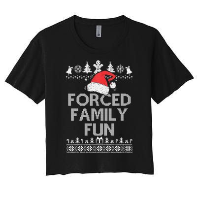 Forced Family Fun Sarcastic Christmas Women's Crop Top Tee