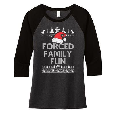 Forced Family Fun Sarcastic Christmas Women's Tri-Blend 3/4-Sleeve Raglan Shirt