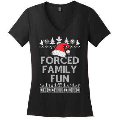 Forced Family Fun Sarcastic Christmas Women's V-Neck T-Shirt