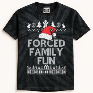 Forced Family Fun Sarcastic Christmas Kids Tie-Dye T-Shirt