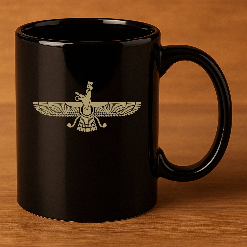 Farvahar Faravahar Farohar Iranian Persian Zoroastrianism 11oz C Handle Ceramic Mug