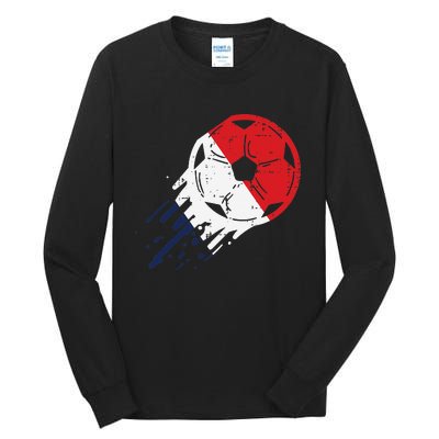 France Flag French Soccer Ball Football Fan    Tall Long Sleeve T-Shirt