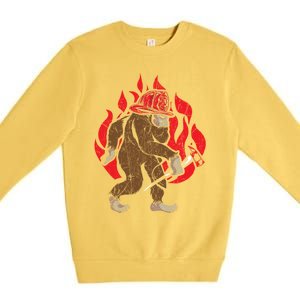 Firefighting Fire Firefighter Fire Rescue Bigfoot Gift Premium Crewneck Sweatshirt