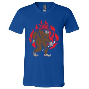 Firefighting Fire Firefighter Fire Rescue Bigfoot Gift V-Neck T-Shirt