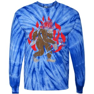 Firefighting Fire Firefighter Fire Rescue Bigfoot Gift Tie-Dye Long Sleeve Shirt