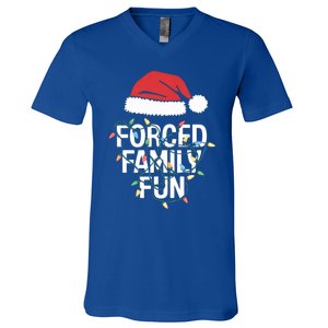 Forced Family Fun Sarcastic Christmas Funny Funny Gift V-Neck T-Shirt