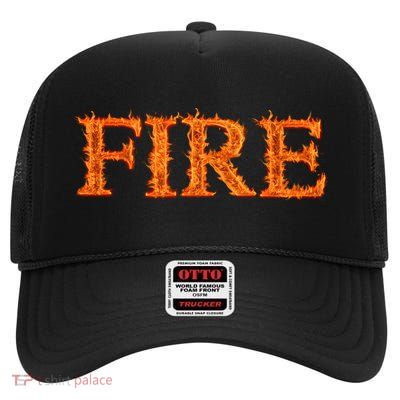 Fire Flame High Crown Mesh Back Trucker Hat