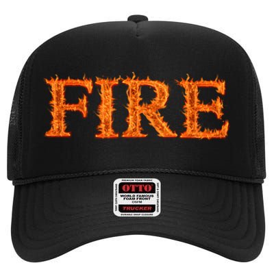 Fire Flame High Crown Mesh Back Trucker Hat