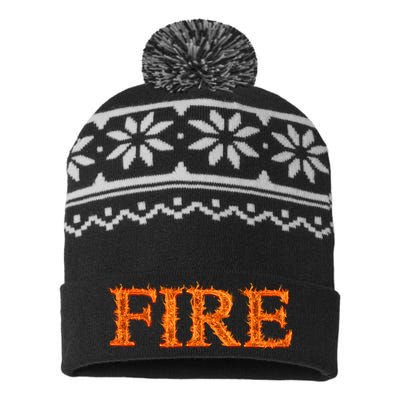 Fire Flame USA-Made Snowflake Beanie