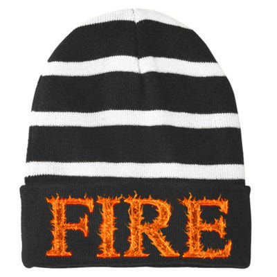 Fire Flame Striped Beanie with Solid Band