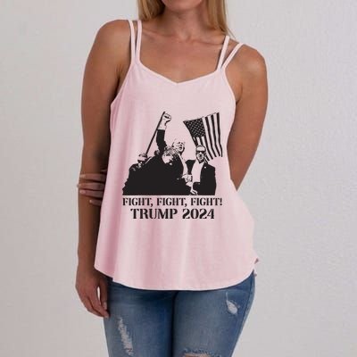 Fight Fight Fight Trump 2024 Pennsylvania Rally Patriot Women's Strappy Tank